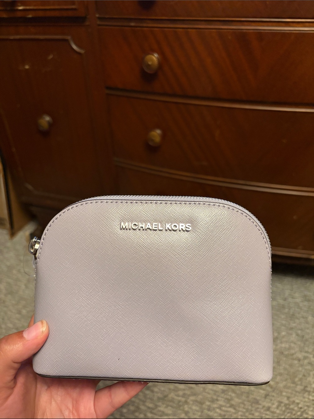 Michael Kors Lilac Dome Saffiano Cosmetic Pouch